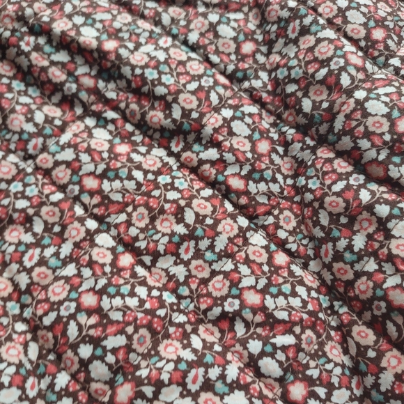 Janie and Jack Pink Floral with Brown Corduroy Trim Quilted Jacket 12-24 months - Picture 5 of 5